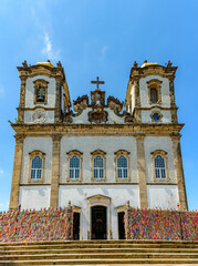 Facade of famous church of Nosso Senhor do Bonfim in Salvador, Bahia, where one of the city's main...