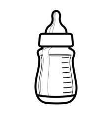 baby bottle with teat smple line drawing
