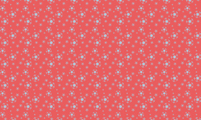Blue snowflakes texture on the red background, christmas