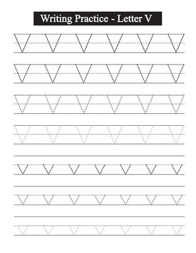 Alphabet tracing worksheet. A-Z writing pages. Handwriting exercise for kids. Printable worksheet.