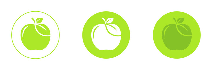 Apples set. Flat design green apple on a white background. Illustration.