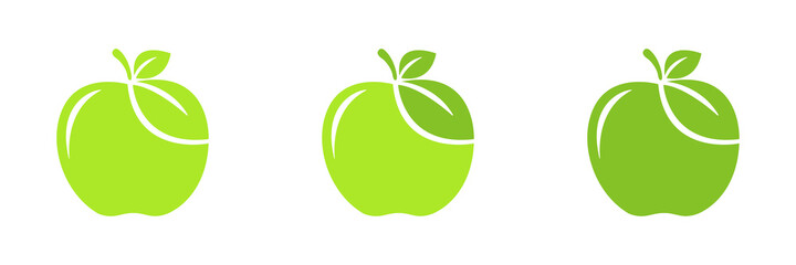 Apples set. Flat design green apple on a white background. Illustration.