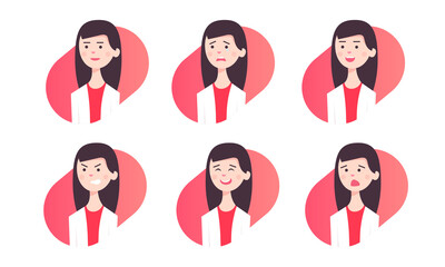 Young attractive girl with various emotions