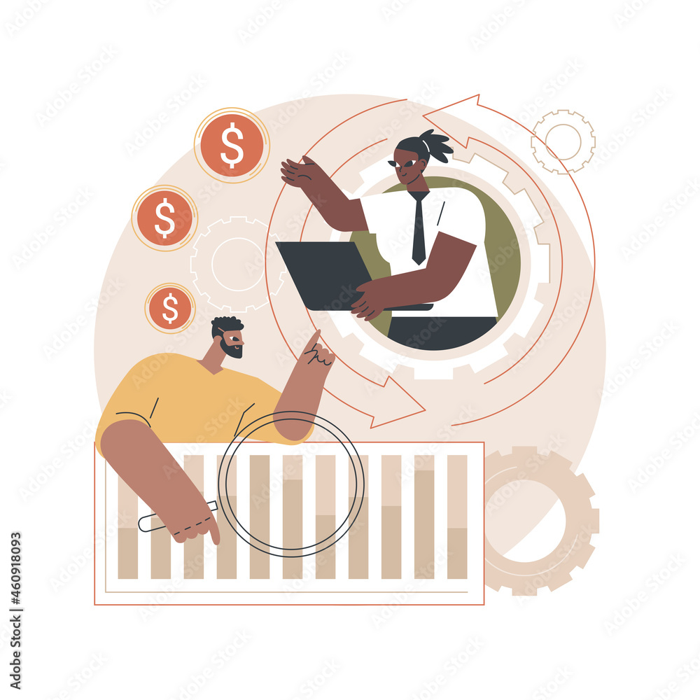Poster workflow process abstract concept vector illustration. design and automation, boost office productiv