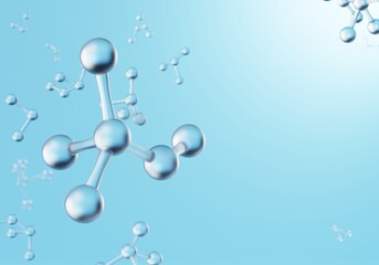 Science 3D render of transparent molecules or atoms, abstract structure for medical and scientific background