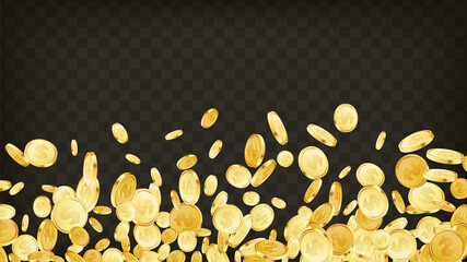 Casino jackpot or win concept. Jumping coins background.