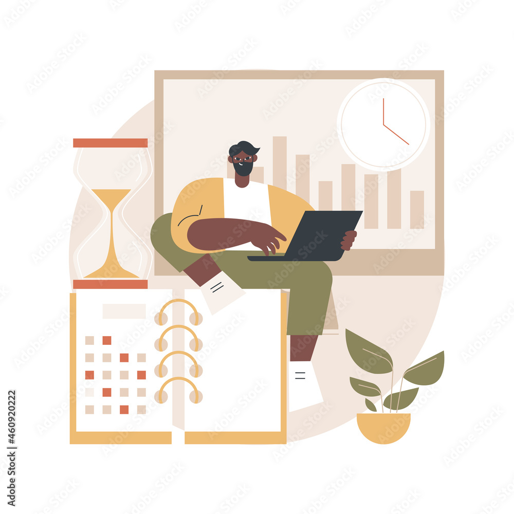 Poster time and attendance tracking system abstract concept vector illustration. attendance time tracking c
