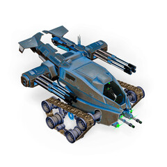 apocalyptic battle tank in white background drone view