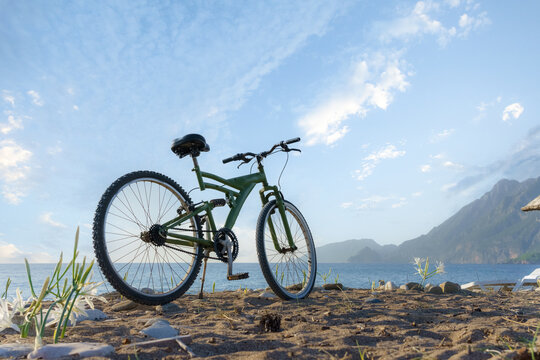 Bicycle on the beach. Cirali, Antalya, Turkey. © Telly