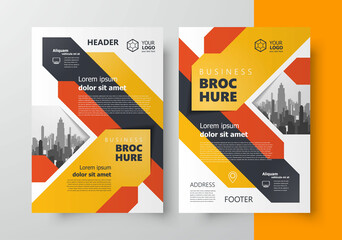 Set Flyer stripes theme brochure design templat cover orange color