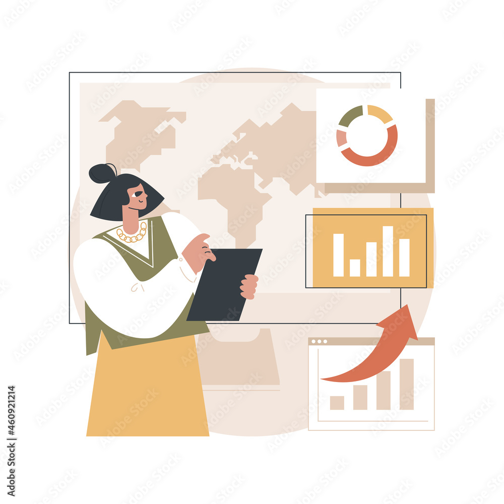 Poster dashboard service abstract concept vector illustration. online reporting mechanism, key performance 