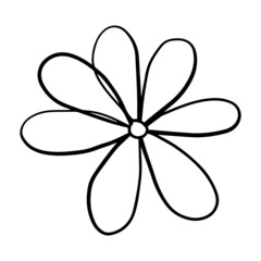 Cute doodle cartoon Daisy flower isolated on white background. Chamomile icon.