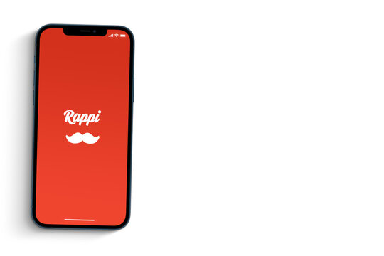 Rappi app on smartphone screen on white background. Rio de Janeiro, RJ, Brazil. October 2021.