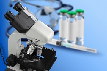 Fototapeta na wymiar Modern biotechnology scientific research equipment, microscope
