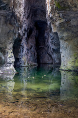 crystal clear water in the cave