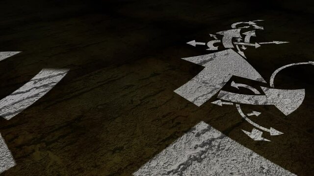 Down syndrome text on a crossroad in different ways of arrows on grunge background