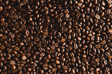 Roasted coffee bean background texture.