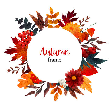 Fall floral banner, design template, hand drawn