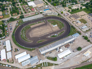 July 19, 2020 - Knoxville, Iowa, USA: Knoxville Raceway is a semi-banked 1/2 mile dirt oval raceway (zook clay) located at the Marion County Fairgrounds in Knoxville, Iowadefault - obrazy, fototapety, plakaty