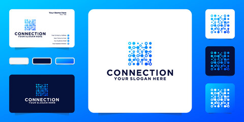 technology digital connection logo design inspiration and business card inspiration