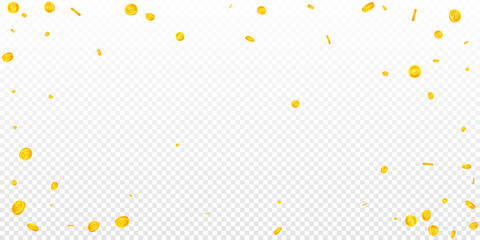 British pound coins falling. Lovely scattered GBP coins. United Kingdom money. Brilliant jackpot, wealth or success concept. Vector illustration.