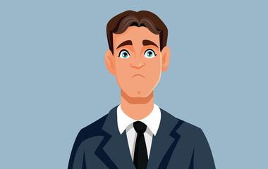 Desperate and Upset Businessman Vector Cartoon Illustration