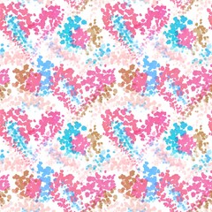 Fun pink blue white hand drawn seamless texture. Modern bright feminine swimwear fashion all over print. Doodle funky abstract summer beach style background. Playful high quality jpg swatch.