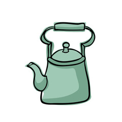 Сolor vector illustration of a teapot for brewing tea and coffee. Isolated on white background