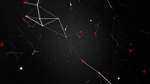 White and Red Plexus modern design, lines and abstract geometric patterns with dots. Background loop. Technology abstract network.
