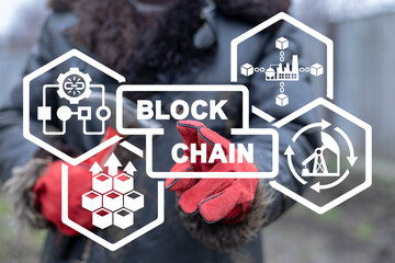 Concept of blockchain. Block Chain Industry 4.0 Technology.