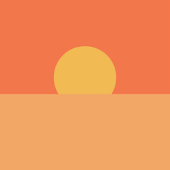 vector flat design illustration of a sea view at dusk, very suitable for display in the bedroom, living room, or for book covers, can also be used for web backgrounds