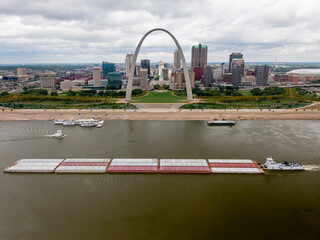 Aerial Views Of St. Louis, Missouri With The St Louis Arch