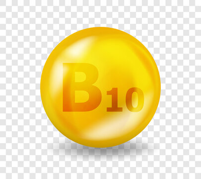 Vitamin B10 4-Aminobenzoic acid. Vitamin complex illustration concept. B10 4-Aminobenzoic acid pill capsule. 3D Yellow drug nutrition design