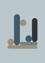 Abstract simple blue, light blue, dark shapes background