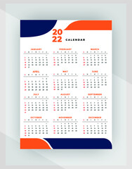 New modern calendar design template 2022