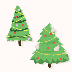 christmas set of new year trees vector illustration