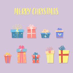 cute christmas card with gifts
