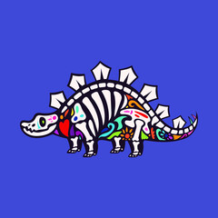 Stegosaurus Dia de muerto, day of the dead