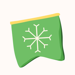 Flag with a snowflake greeting card with the inscription Happy New Year