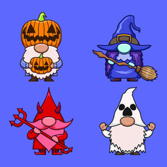 Gnome Pumpkin, Witch, Devil and Ghost costume