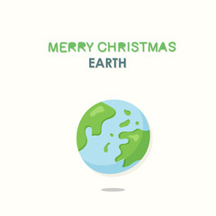 Planet earth postcard with inscription merry christmas earth