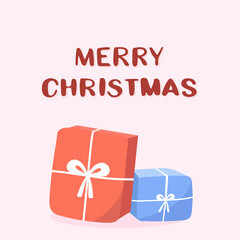 Cute gifts for christmas greeting card with the inscription merry christmas