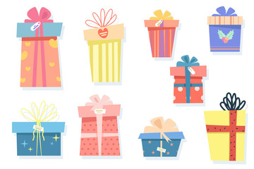 large set of gift boxes vector