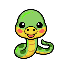 Fototapeta premium Cute little green snake cartoon