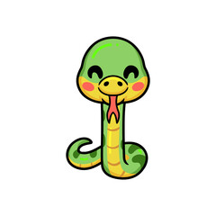 Fototapeta premium Cute little green snake cartoon