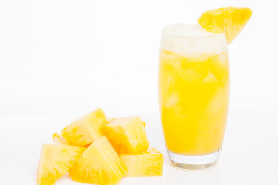 Tasty Pineapple Juice; Photo On White Background