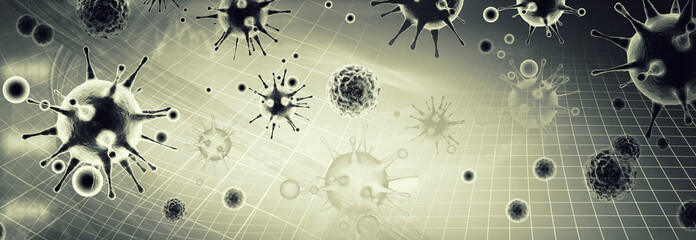 Corona virus background, pandemic risk concept. 3D illustration