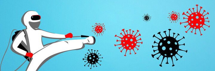 Doctor against new coronavirus infection. 3D illustration