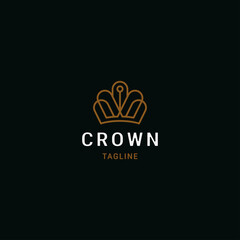 Crown golden linear premium, with flat style logo template