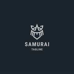 Japanese samurai mask logo, with flat style logo template
